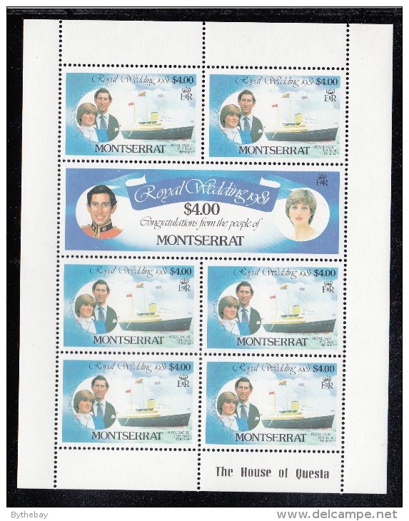 Montserrat MNH Scott #469-#470 Sheet Of 7 $4 Prince Charles, Lady Diana - Royal Wedding - Montserrat
