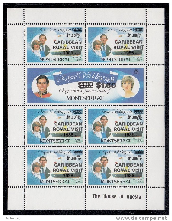 Montserrat MNH Scott #578-#579 Sheet Of 7 'Royal Caribbean Visit' $1.60 On $4 Prince Charles, Lady Diana - Royal Wedding - Montserrat