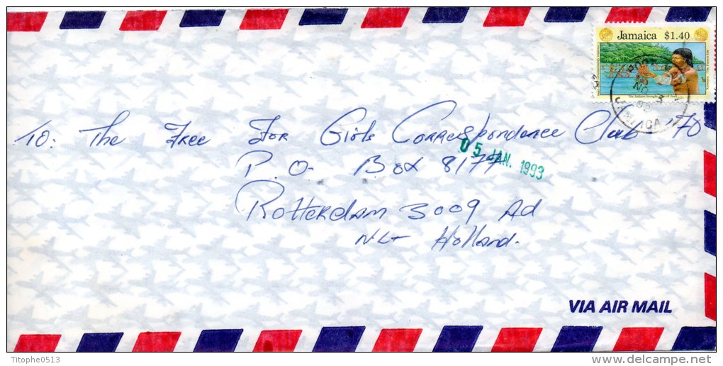 JAMAÏQUE. N°802 De 1991 Sur Enveloppe Ayant Circulé. Découverte De L´Amérique Par C. Colomb. - Cristóbal Colón
