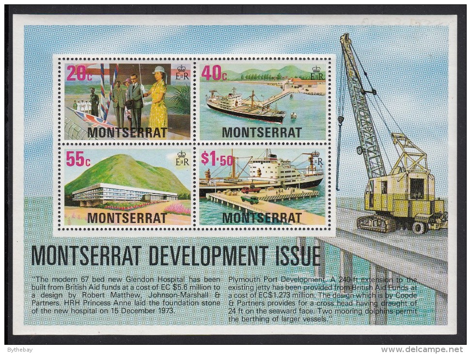 Montserrat MNH Scott #373a Souvenir Sheet Of 4 Hospital, Jetty - Development - Montserrat