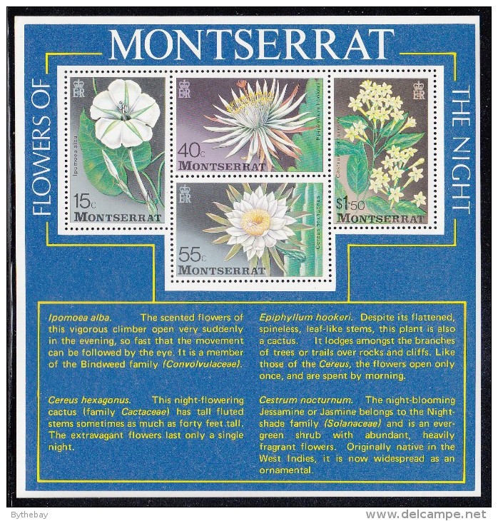 Montserrat MNH Scott #369a Souvenir Sheet Of 4 Different Flowers Of The Night - Montserrat