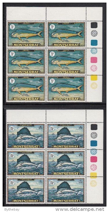 Montserrat MNH Scott #220-#223 Upper Right Corner Blocks Of 6: Dolphin Fish, Sailfish, Tuna, Mackerel - Montserrat