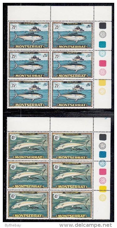 Montserrat MNH Scott #220-#223 Upper Right Corner Blocks Of 6: Dolphin Fish, Sailfish, Tuna, Mackerel - Montserrat