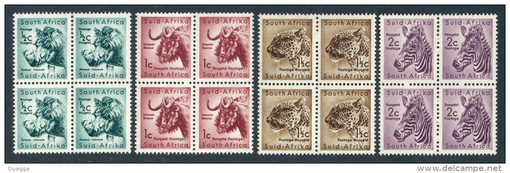 South Africa 1961. WILD ANIMAL Blocks. SACC 184-7*, SG 185-8*. - Unused Stamps