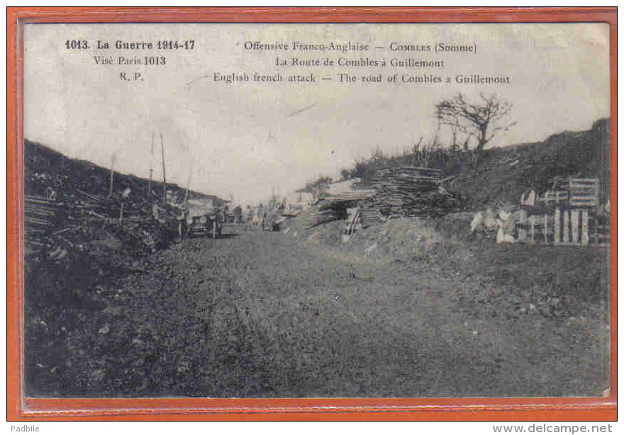 Carte Postale 80. Combles  La Route De Combles à Guillemont  Offensve Militaire Franco-Anglaise  Trés Beau Plan - Combles