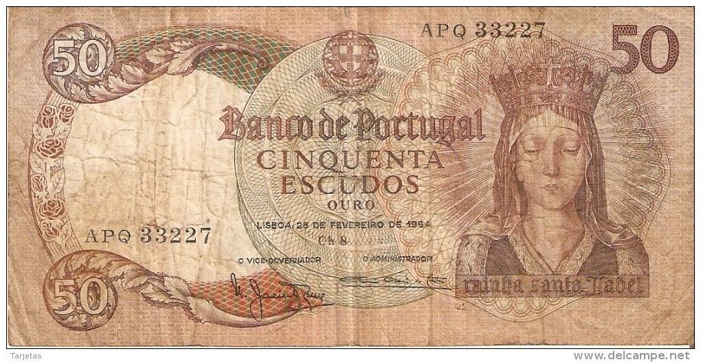 BILLETE DE PORTUGAL DE 50 ESCUDOS DEL AÑO 1964 DIFERENTES FIRMAS   (BANKNOTE) - Portugal