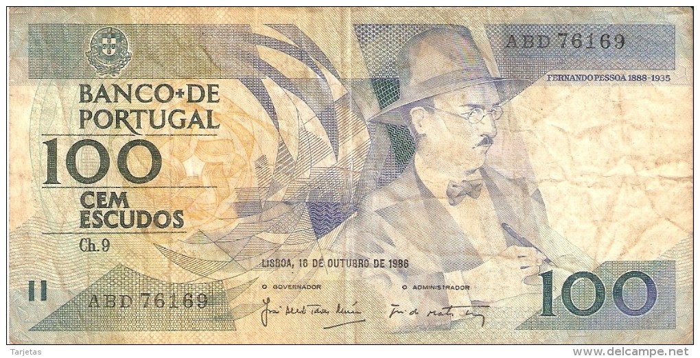 BILLETE DE PORTUGAL DE 100 ESCUDOS  DEL AÑO 1986 SERIE ABD (BANKNOTE-BANK NOTE) - Portugal