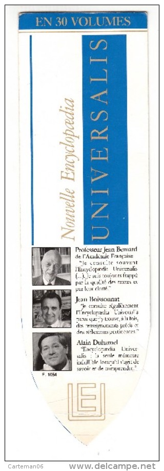 Marque Pages - Universalis - Nouelle Encyclopoedia ( Professeur Jean Bernard - Jean Boissonnat - Alain Duhamel - Marque-Pages