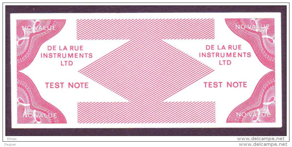 Test Note "De La Rue Instruments", W/o Units, Beids. Druck, RRRRR, Lightly Used, Dollar-Format - Altri & Non Classificati