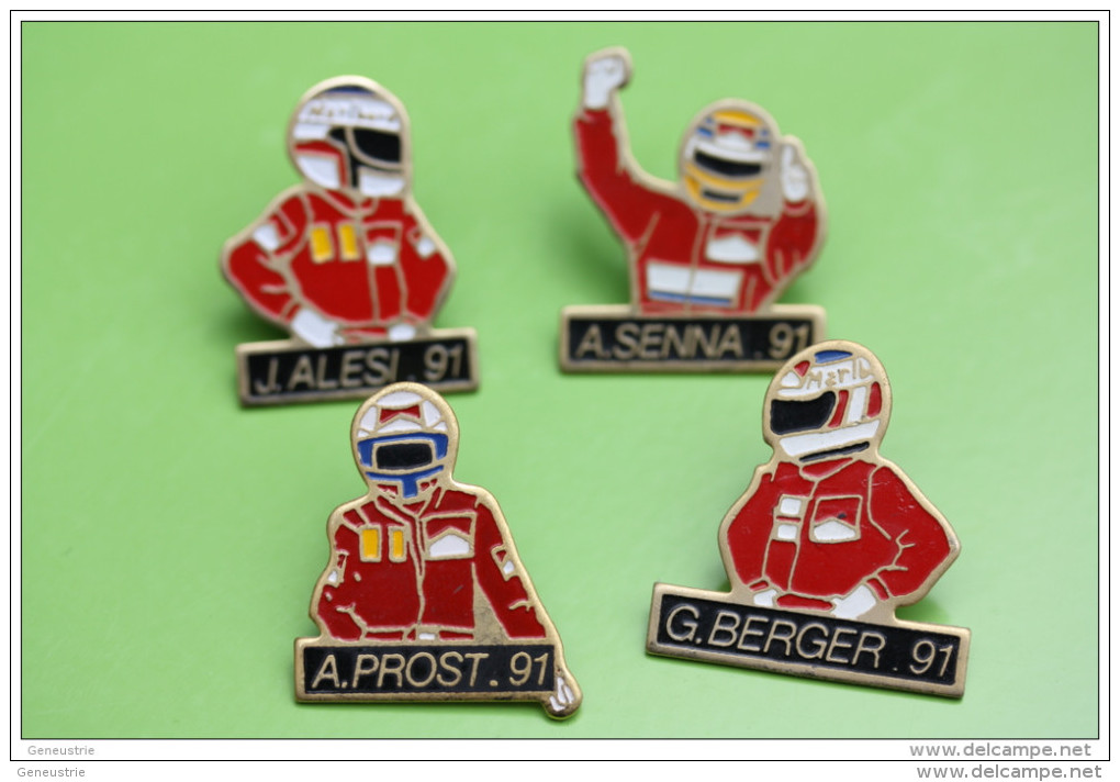 Lot De 4 Pin´s Pilote Formule 1 - Alesi - Senna - Prost - Berger - Formula One - F1 - Course Automobile - Autorennen - F1