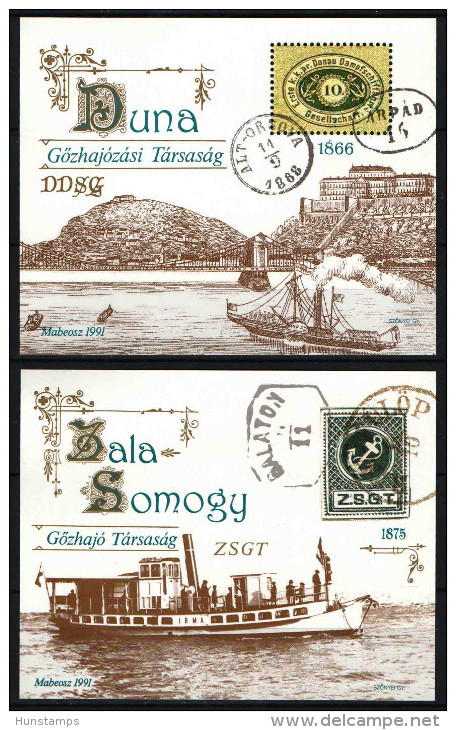 Hungary 1991. Ships Very Nice Commemorative Sheet Pair Special Catalogue Number: 1991/2-3 - Commemorative Sheets