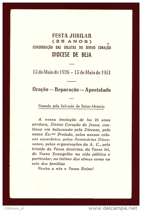 PORTUGAL - BEJA - FESTA JUBILAR 25 ANOS - CONGREGAÇAO DAS OBLATAS DO DIVINO CORAÇAO - 1951 OLD PRINT - Other & Unclassified