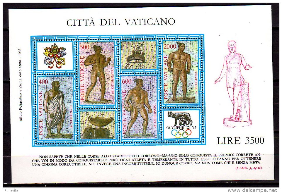 1987 Vatican -  OLYMPHILEX  - Caracalla Thermen Mosaic - MS - Mi B 9 - MNH** - Archäologie