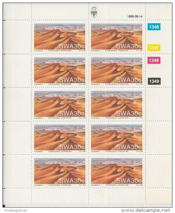 SOUTH WEST AFRICA, 1989, Full Sheet(s) Of 2x10 Stamps, Sand Dunes, Nrs. 641-644 - South West Africa (1923-1990)