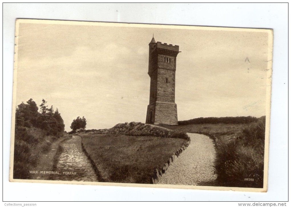 Cp , ECOSSE , Voyagée 1934 , Ed : Valentine´s Post Card, War Memorial , FORFAR - Angus