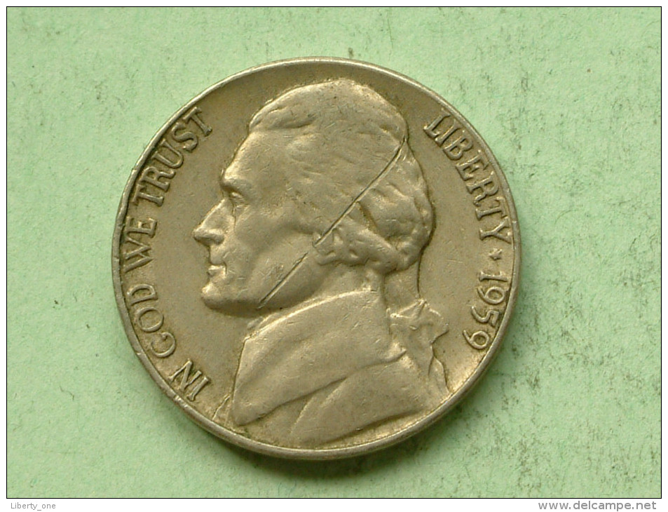 1959 D - 5 Cents / KM A192 ( Uncleaned - For Grade, Please See Photo ) ! - 1938-…: Jefferson