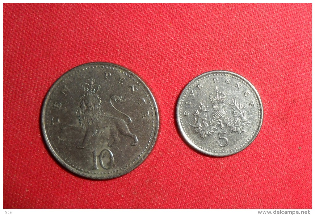 Lot De 2 Monnaies(Même Date)  Grande Bretagne 1996/ 5 Pence En TTB+ Et  10 Pence En TTB+ - 5 Pence & 5 New Pence
