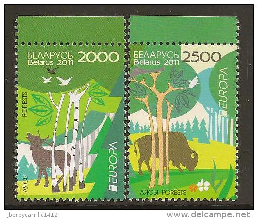 BIELORUSSIA - EUROPA 2011 - TEMA ANNUALE "LE FORESTE ´.- SERIE Da 2 Francobolli  DENTATA - 2007