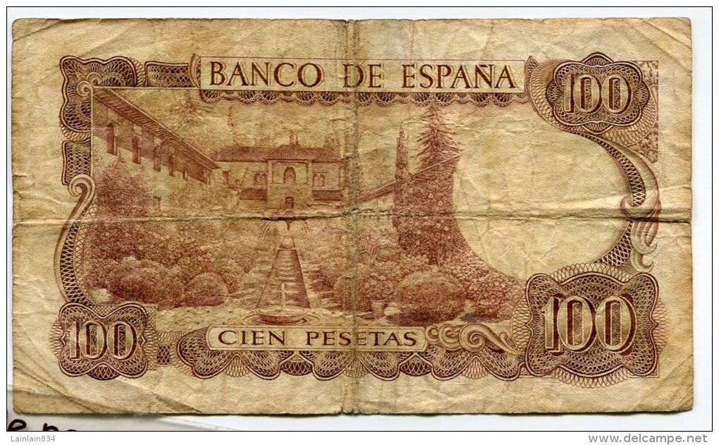 - Billet EL BANCO DE ESPANA - CIEN PESETAS, 1970, Usagé,  Scans. - 100 Pesetas