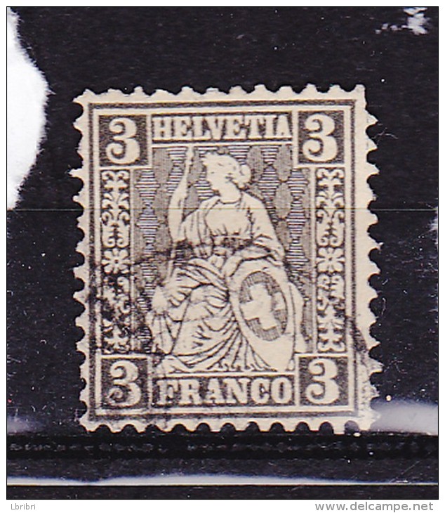 SUISSE N°34 3C NOIR DEESSE ASSISE   OBL - Used Stamps