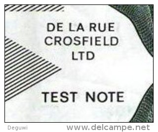 Test Note "De La Rue CROSFIELD", W/o Units, Beids. Druck, RRRRR, Lightly Used, Dollar-Format - Other & Unclassified