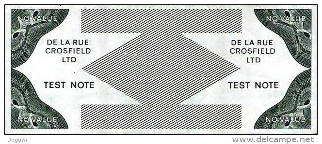 Test Note "De La Rue CROSFIELD", W/o Units, Beids. Druck, RRRRR, Lightly Used, Dollar-Format - Andere & Zonder Classificatie