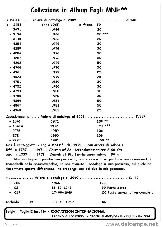 Lotto FOGLI INTERI  MNH**- Europa - Russia - Cecoslovacchia-altri / ALBUM AD ANELLI / Fg Cristal - Alto Valore Catalogo - Collections