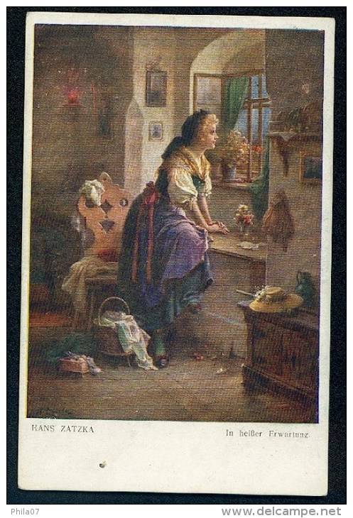 Hans Zatzka. In Heisser Erwartung. - Galerie Wiener Kunsiler Nr. 634. ---- Postcard Traveled - Zatzka