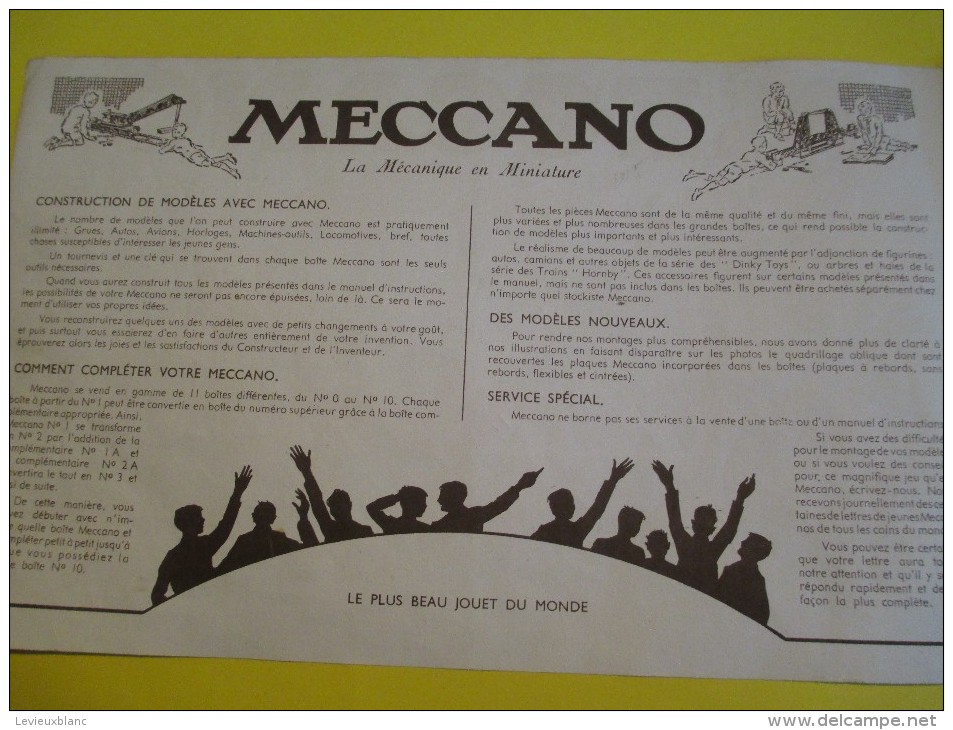 Manuel D´Instruction/ MECCANO-Paris / La Mécanique En Miniature/N°3/Bobigny /1952  JE96 - Meccano