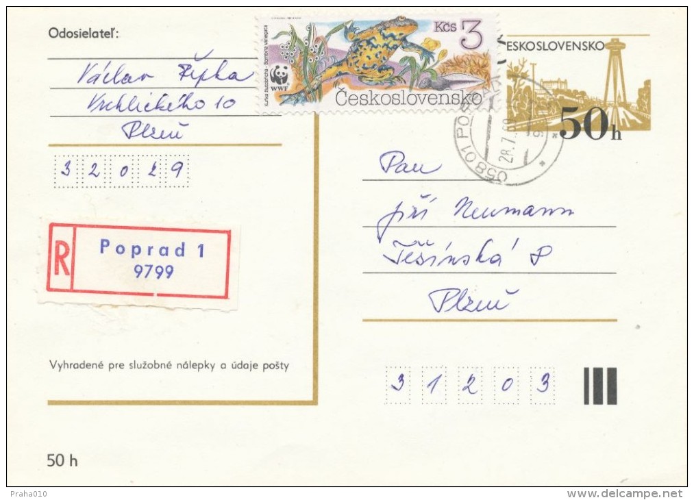 I2478 - Czechoslovakia (1989) 058 01 Poprad 1 (stamp 3,00 CSK - WWF)) - Brieven En Documenten