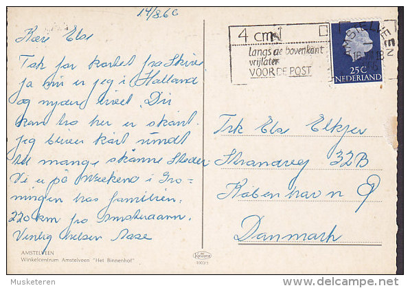 Netherlands PPC Amstelveen Winkelcentrum Amstelveen "Het Binnenhof AMSTELVEEN 1966 Sent To Denmark (2 Scans) - Amstelveen
