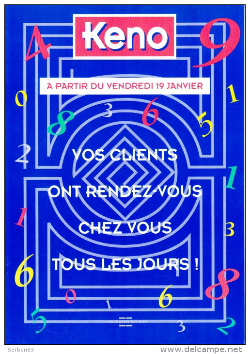 TRIPTYQUE KENO CARTONNE GLACE NEUF 01/1996 PLV PUBLICITE FDJ FRANCAISE DES JEUX GRATTAGE LOTO ASTRO BANCO BINGO - Publicités