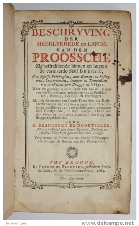 #00146 Beschryving Der Heerlykhede En Lande Van Den Proossche / Beaucourt De Noortvelde Brugge Vlaanderen Geschiedenis - Historia