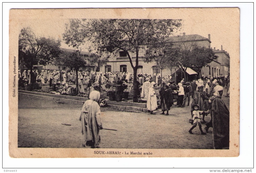 CPA Algérie, Souk-Ahras, Le Marché Arabe, Cliché Bellisson, Années 1910 - Souk Ahras