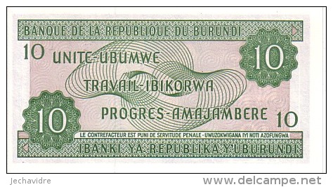BURUNDI   10 Francs  Daté Du 05-02-2005    Pick 33 E            ***** BILLET  NEUF ***** - Burundi