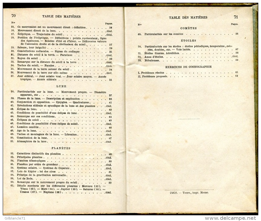 Manuel-Résumé De Cosmographie élémentaire-1894-Abbé Casteig- Voir Scans Table Des Matieres - 12-18 Ans