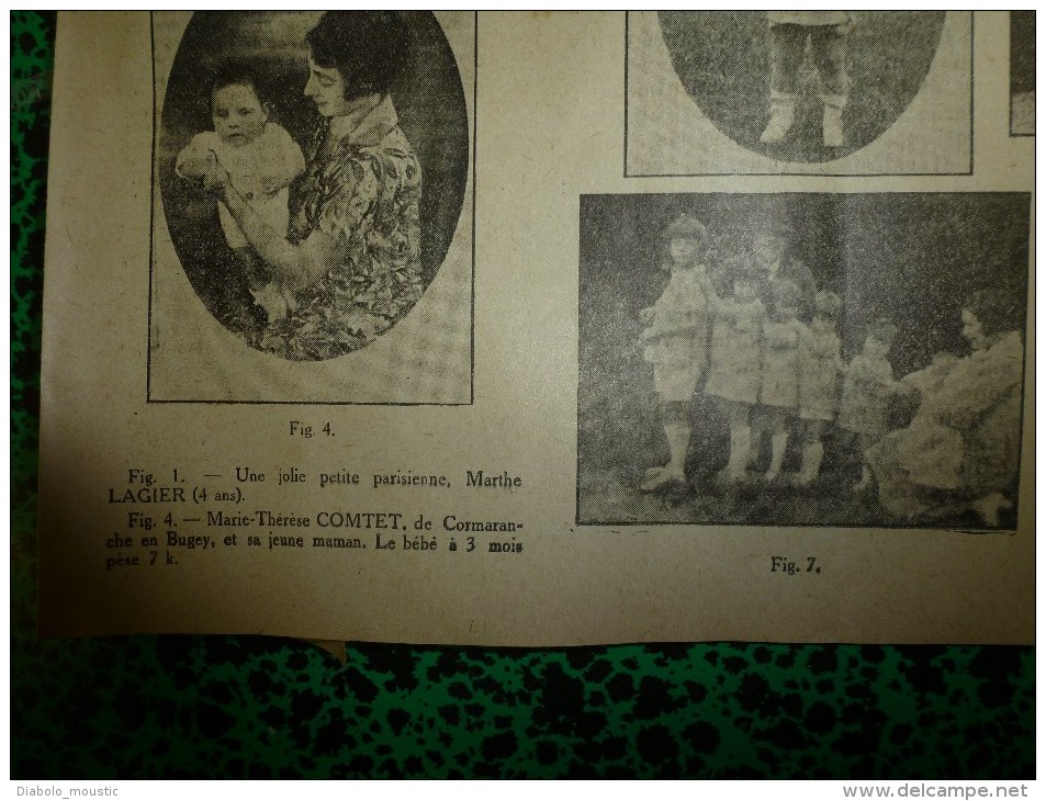 1926 LA FEMME ET L'ENFANT :Enfants COMTET à Cormaranche,ROY à Colombes,BERTHOD à Vittel, TAROT à Auteuil..etc - Ohne Zuordnung