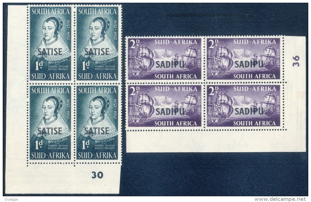 South Africa 1952. SATISE Control Blocks. SACC 140-141*, SG 141-142*. - Ungebraucht