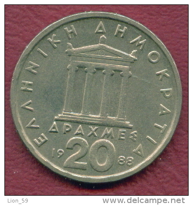 F3196 / - 20 Drachmai  - 1988  - Greece Grece Griechenland Grecia - Coins Munzen Monnaies Monete - Grèce