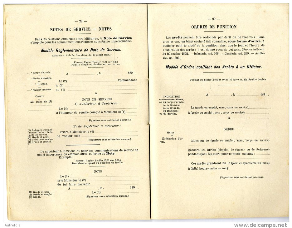 FORMULAIRE DE LA CORRESPONDANCE MILITAIRE  -  TOULOUSE  -  E.DUBOIS   -  DEDICACE  -  1895  -  92 PAGES - Français