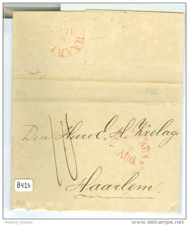 E.o. BRIEFOMSLAG Uit 1836 V AMSTERDAM  Naar HAARLEM (8423) - ...-1852 Préphilatélie