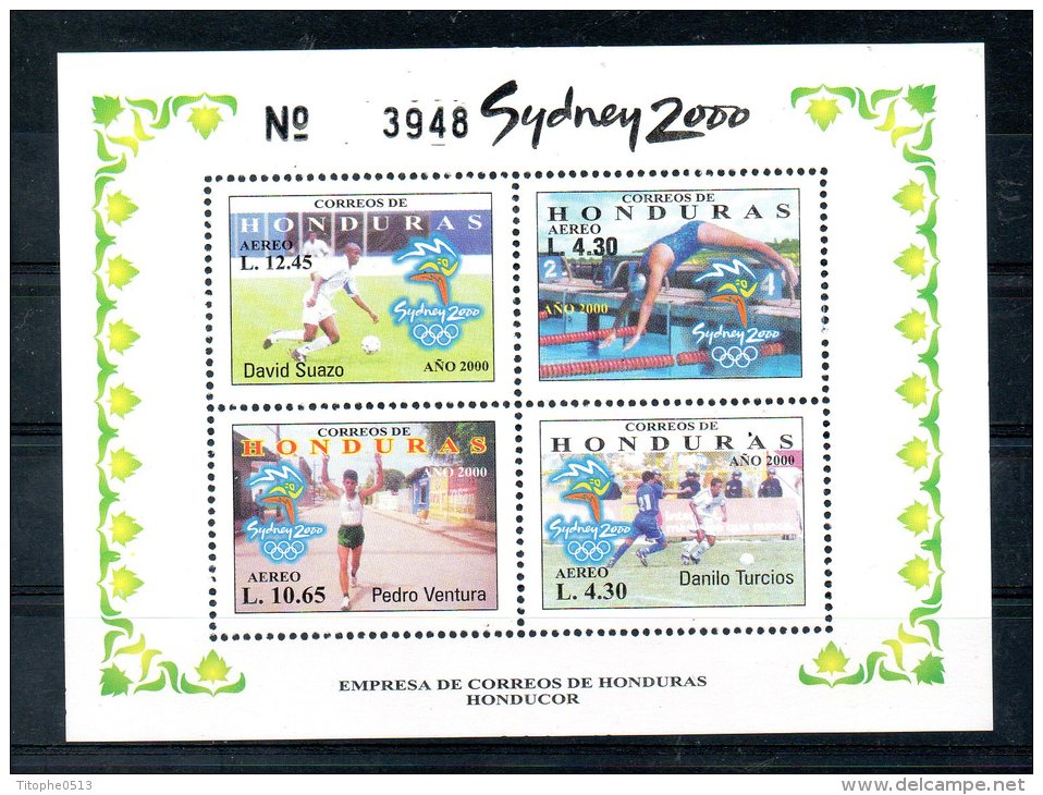 HONDURAS. BF 63 De 2000 (neuf Sans Charnière/MNH). J.O. De Sydney/Natation/Football/Athlétisme. - Summer 2000: Sydney