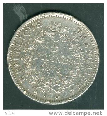 Argent Silver Pièce  5 Fr Hercule 1873 A  - Pic2702 - Other & Unclassified