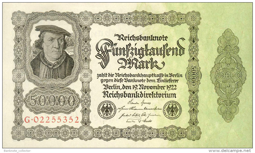 Deutschland, Germany - 50000 Mark, Reichsbanknote, Ro. 79 B ,  ( Serie G  ) UNC, 1922 ! - 50000 Mark