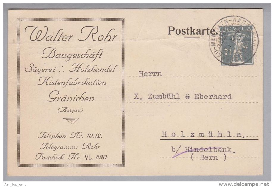 Heimat CH Bahnlinie Aarau-Menziken-Aarau 1918-01-22 L47 Walter Rohr Baugeschäft Gränichen - Bahnwesen