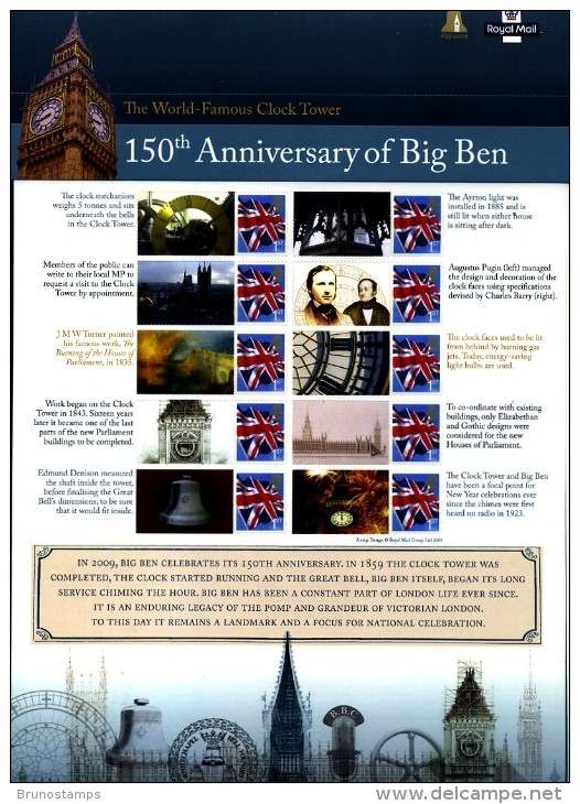 GREAT BRITAIN - 2009   ANNIVERSARY OF BIG BEN  COMMEMORATIVE SHEET - Hojas & Múltiples