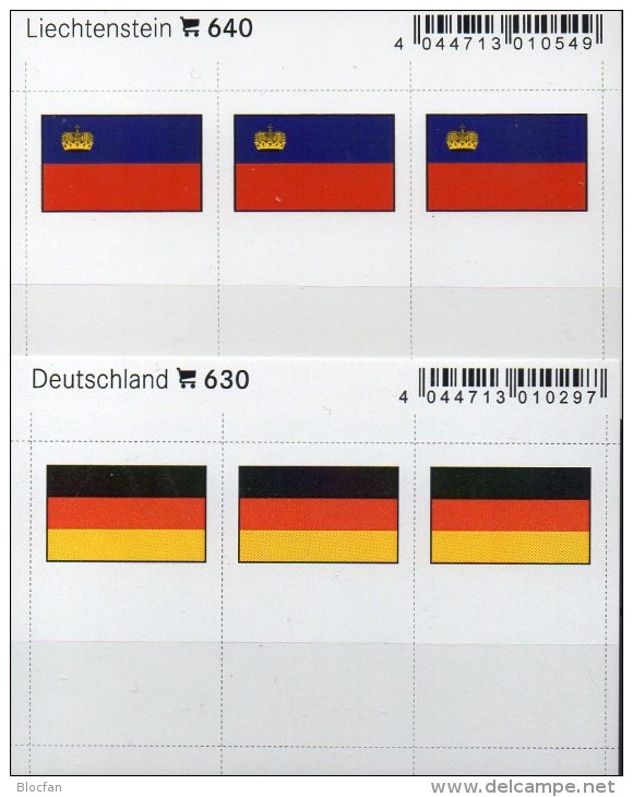 2x3 In Farbe Flaggen-Sticker Liechtenstein+BRD 7€ Kennzeichnung Alben Karten Sammlungen LINDNER 630+640 Flags FL Germany - Cartes De Classement