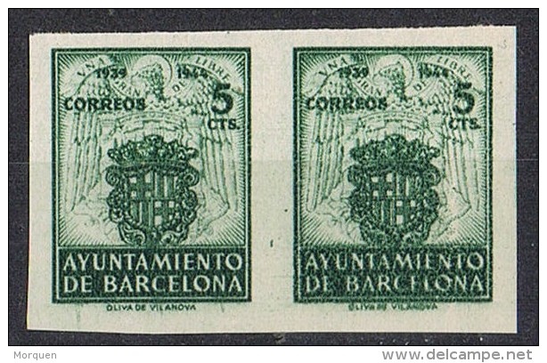 Pareja Sellos,  5 Cts Recargo Exposicion Barcelona, Sin Dentar, Num 57s * - Barcelone