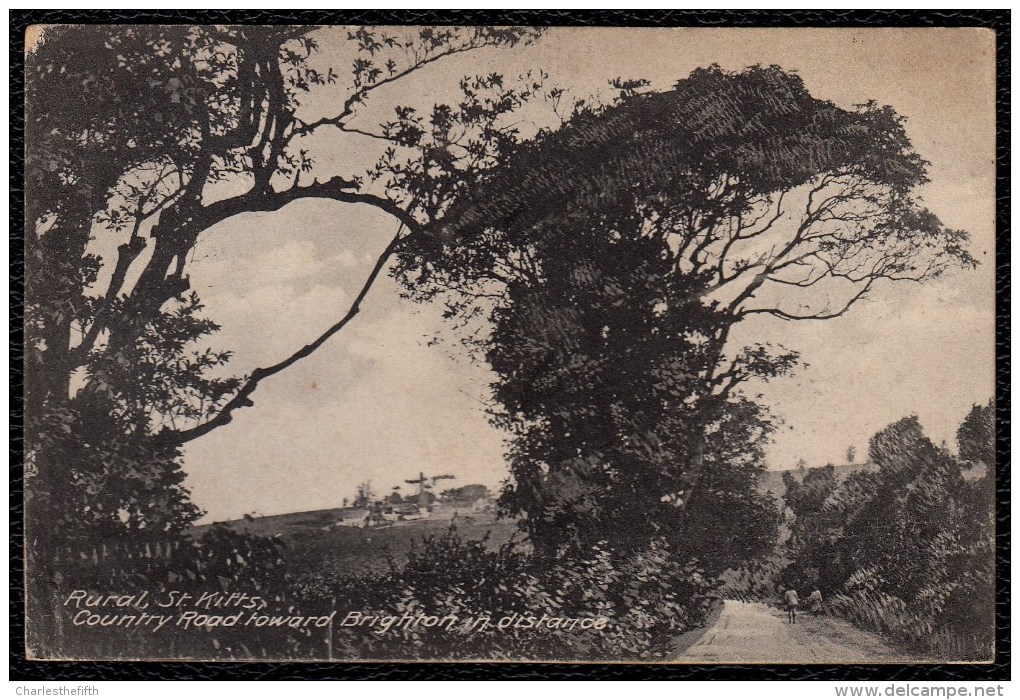 St KITTS - COUNTRY ROAD TOWARD BRIGHTON IN DISTANCE - Saint-Christophe-et-Niévès