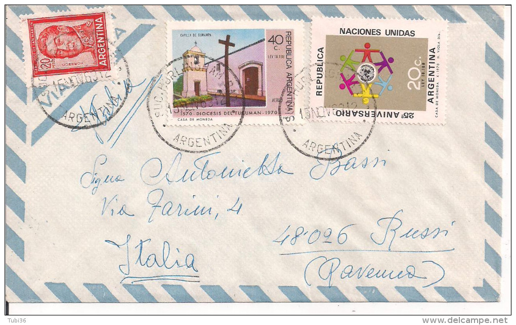 ARGENTINA, LETTERA VIAGGIATA  1969, PER  RUSSI  ITALIA, - Storia Postale